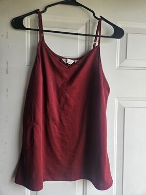 AFF Burgundy Satin-Look Spaghetti Strap Cami